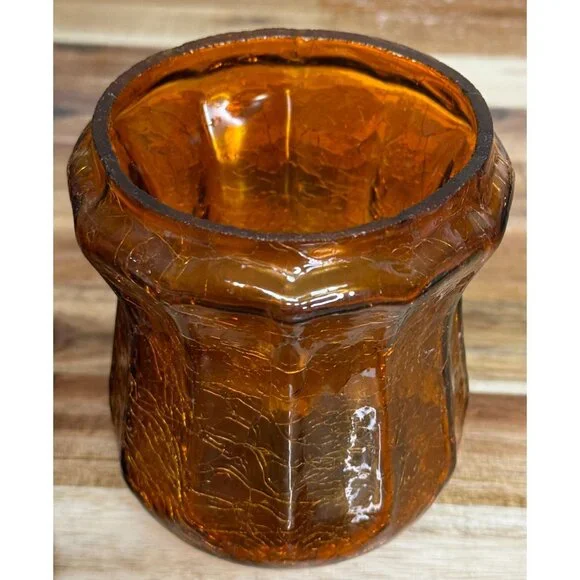 Decorative Amber Crackle Glass Canister With Fluer-de-lis Lid - Picture 9 of 13